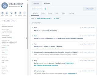 Matching contact activity timeline in HubSpot