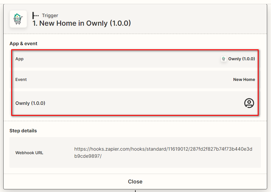 Selecting Ownly as the trigger app in Zapier